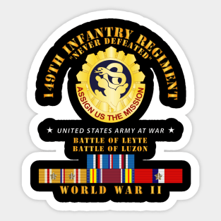 149th Infantry Regiment - Battle of Leyet-Luzon - COA - WWII PAC SVC X 300 Sticker